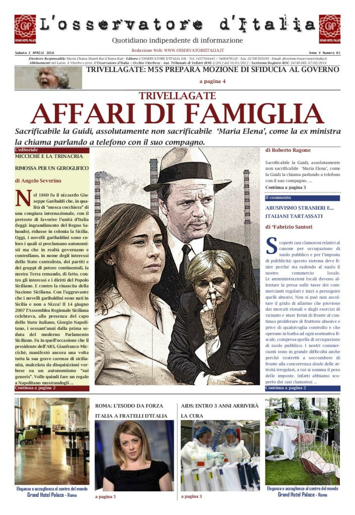 L'osservatore d'Italia edizione del 2 Aprile 2016